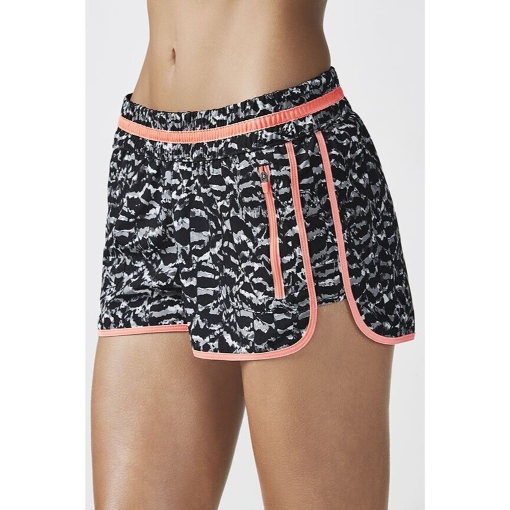 FABLETICS Tyson Short XS Sandstorm Print/Melon Elastic Waist Zip Pockets EUC B32